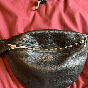 kate spade Black Pebbled Leather Belt Bag with Gold Hardware